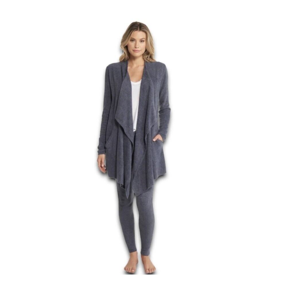 Barefoot Dreams CozyChic Lite L/XL Bamboo Wrap Cardigan Gray Wrap 436 EUC - Picture 4 of 7